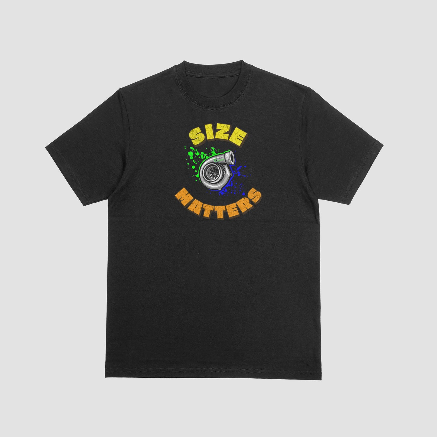 Size Matters Turbo T-shirt (Orange/Yellow font)