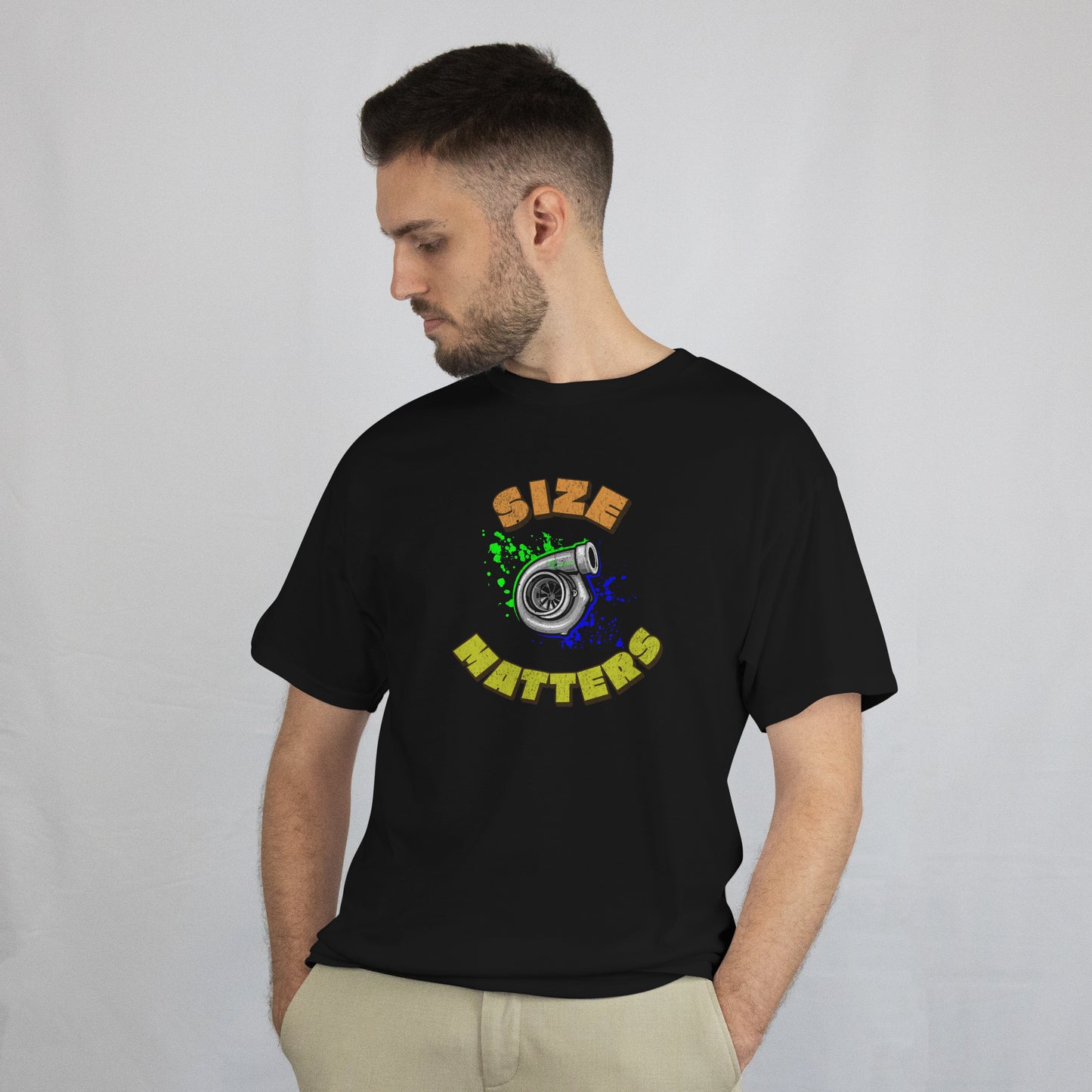 Size Matters Turbo T-shirt (Orange/Yellow font)