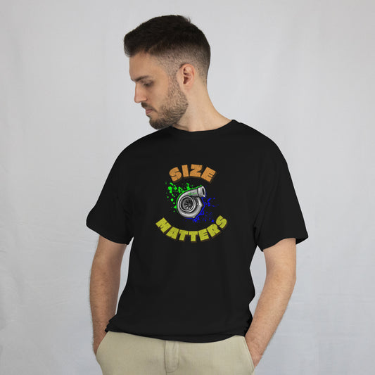 Size Matters Turbo T-shirt (Orange/Yellow font)